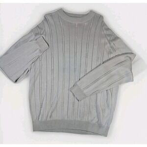 Pronto Uomo cableknit sweater Men's XL Gray L/S Heavyweight, Casual, Preppy‎